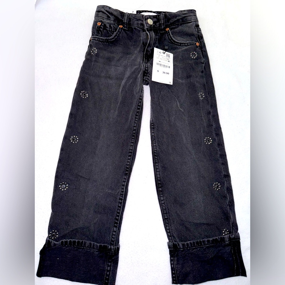 Zara black rhinestone jeans